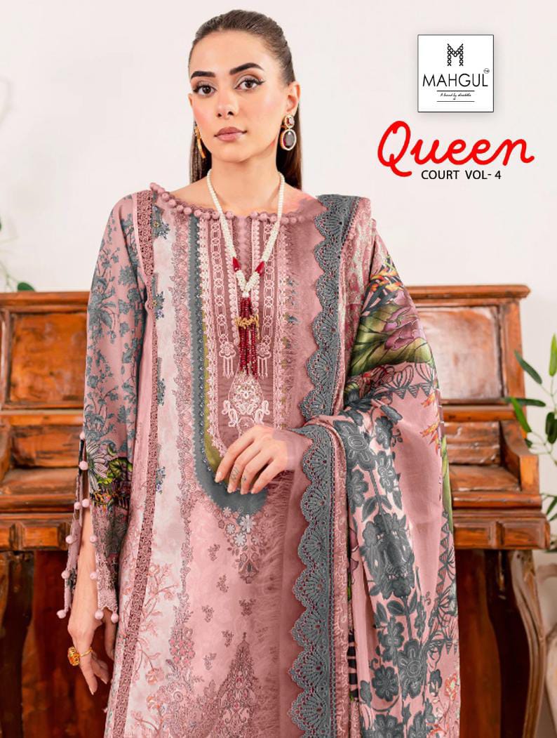 Queen Court Vol 4 Mahgul Lawn Cotton Pakistani Patch Work Suits Manufacturer