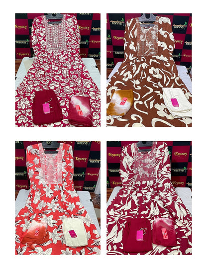 Queen Feeding 0809 Kanha Reyon Readymade Pant Style Suits Supplier