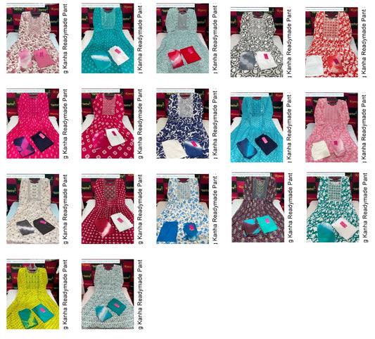 Queen Feeding Kanha Heavy Reyon Readymade Pant Style Suits Exporter India