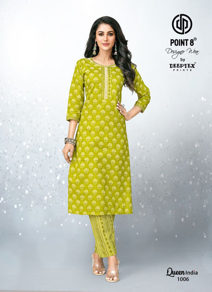 Queen India Vol 10 Deeptex Prints Pure Cotton Kurti Pant Set Wholesale Price