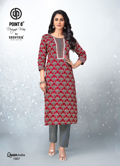 Queen India Vol 10 Deeptex Prints Pure Cotton Kurti Pant Set Wholesale Price