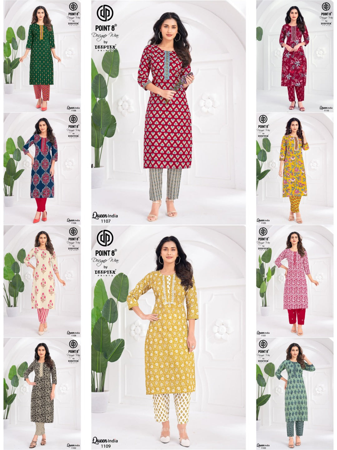 Queen India Vol 11 Deeptex Prints Cotton Kurti Pant Set Supplier India