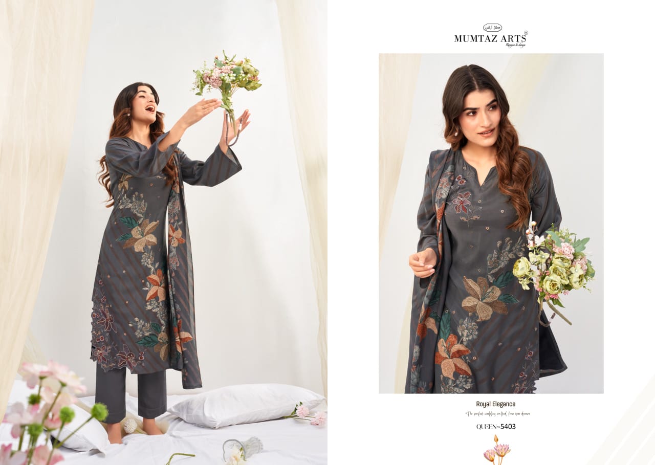 Queen Mumtaz Arts Viscose Muslin Karachi Salwar Suits Wholesaler