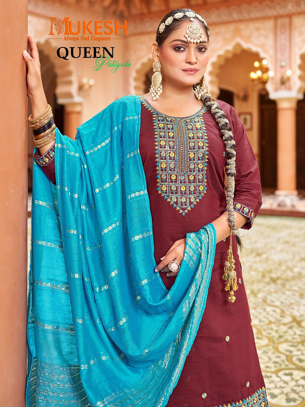 Queen Patiyala Mukesh Banwery Gadwal Silk Readymade Salwar Suits Supplier Ahmedabad