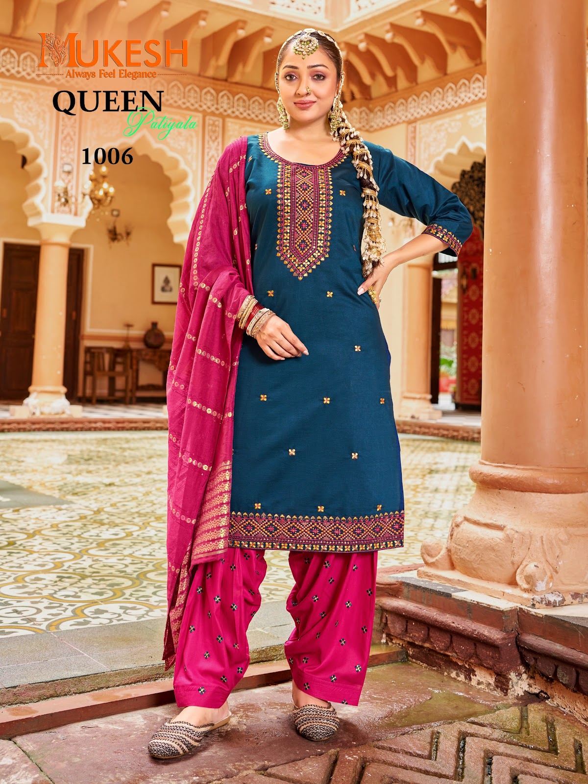 Queen Patiyala Mukesh Banwery Gadwal Silk Readymade Salwar Suits Supplier Ahmedabad