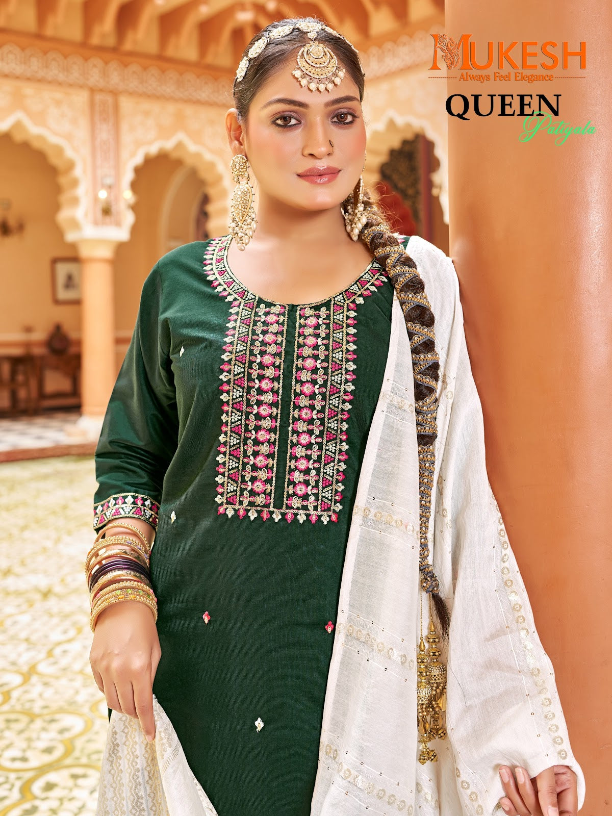 Queen Patiyala Mukesh Banwery Gadwal Silk Readymade Salwar Suits Supplier Ahmedabad