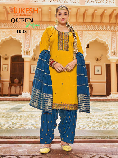 Queen Patiyala Mukesh Banwery Gadwal Silk Readymade Salwar Suits Supplier Ahmedabad