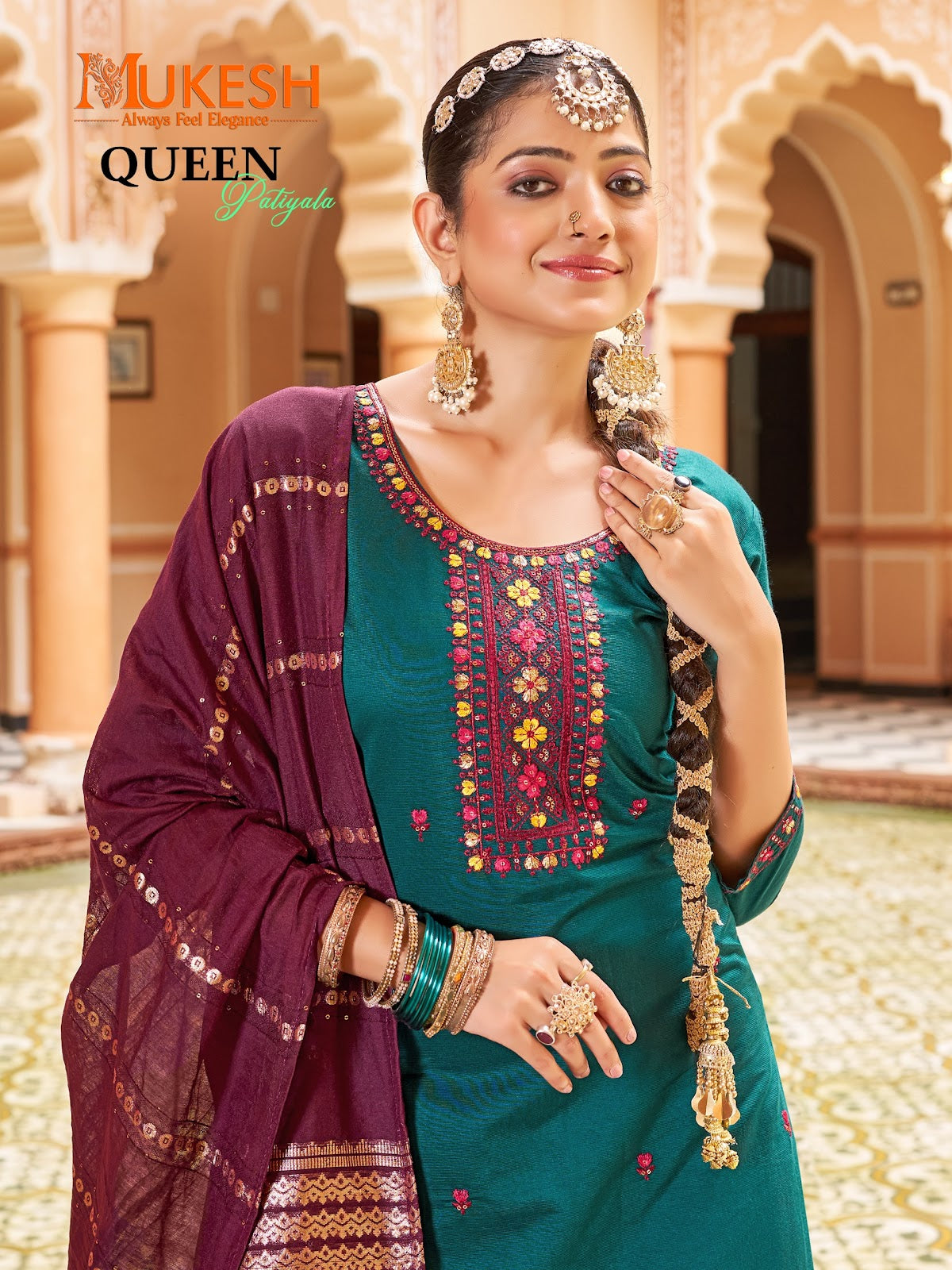 Queen Patiyala Mukesh Banwery Gadwal Silk Readymade Salwar Suits Supplier Ahmedabad