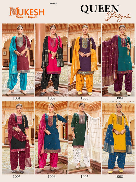 Queen Patiyala Mukesh Banwery Gadwal Silk Readymade Salwar Suits Supplier Ahmedabad