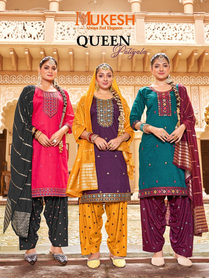 Queen Patiyala Mukesh Banwery Gadwal Silk Readymade Salwar Suits Supplier Ahmedabad
