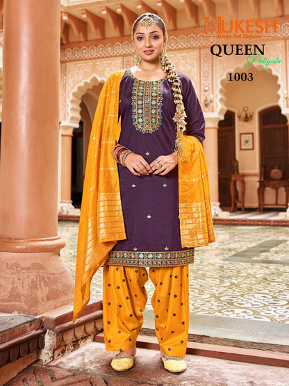 Queen Patiyala Mukesh Banwery Gadwal Silk Readymade Salwar Suits Supplier Ahmedabad