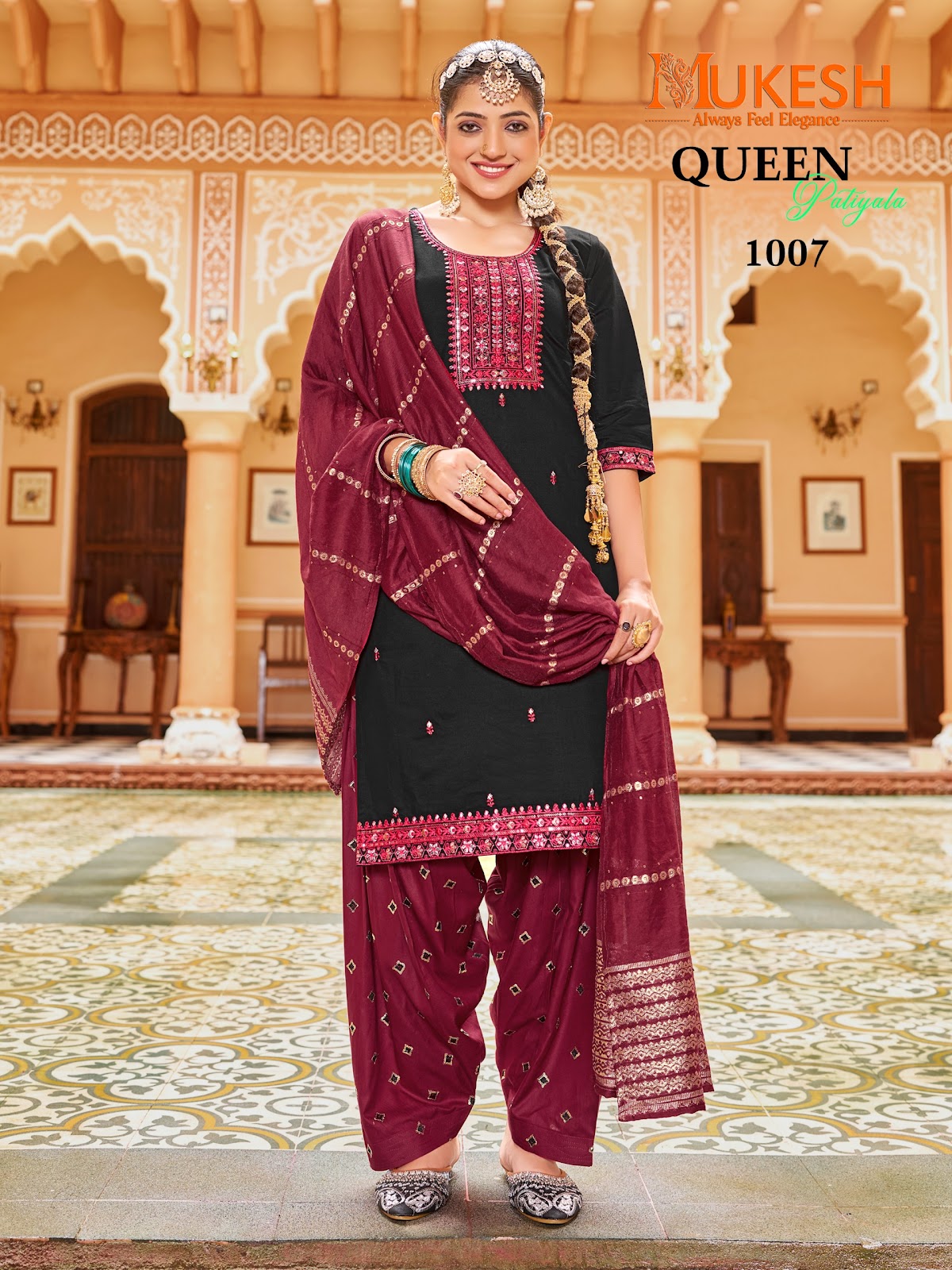 Queen Patiyala Mukesh Banwery Gadwal Silk Readymade Salwar Suits Supplier Ahmedabad