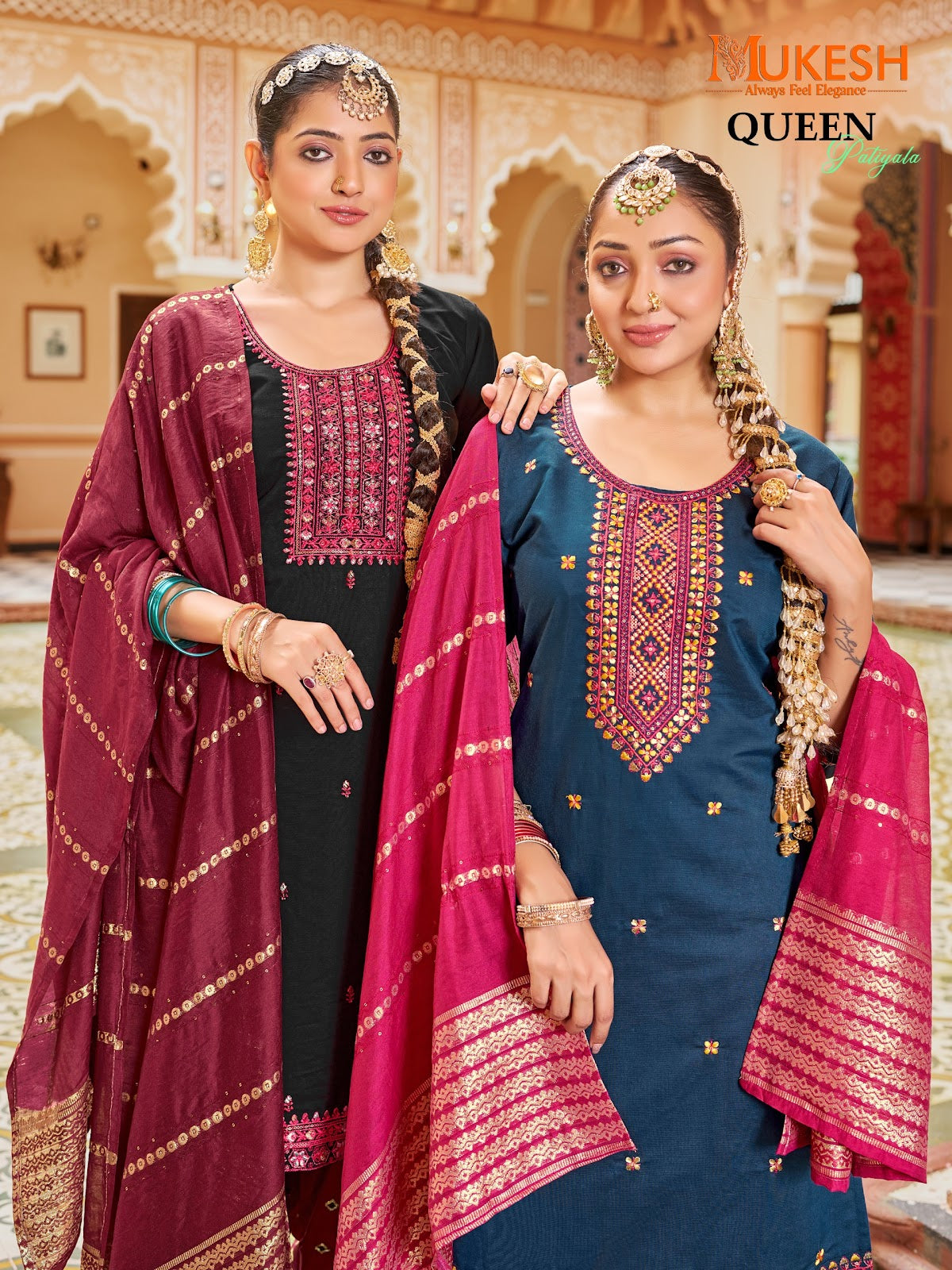 Queen Patiyala Mukesh Banwery Gadwal Silk Readymade Salwar Suits Supplier Ahmedabad