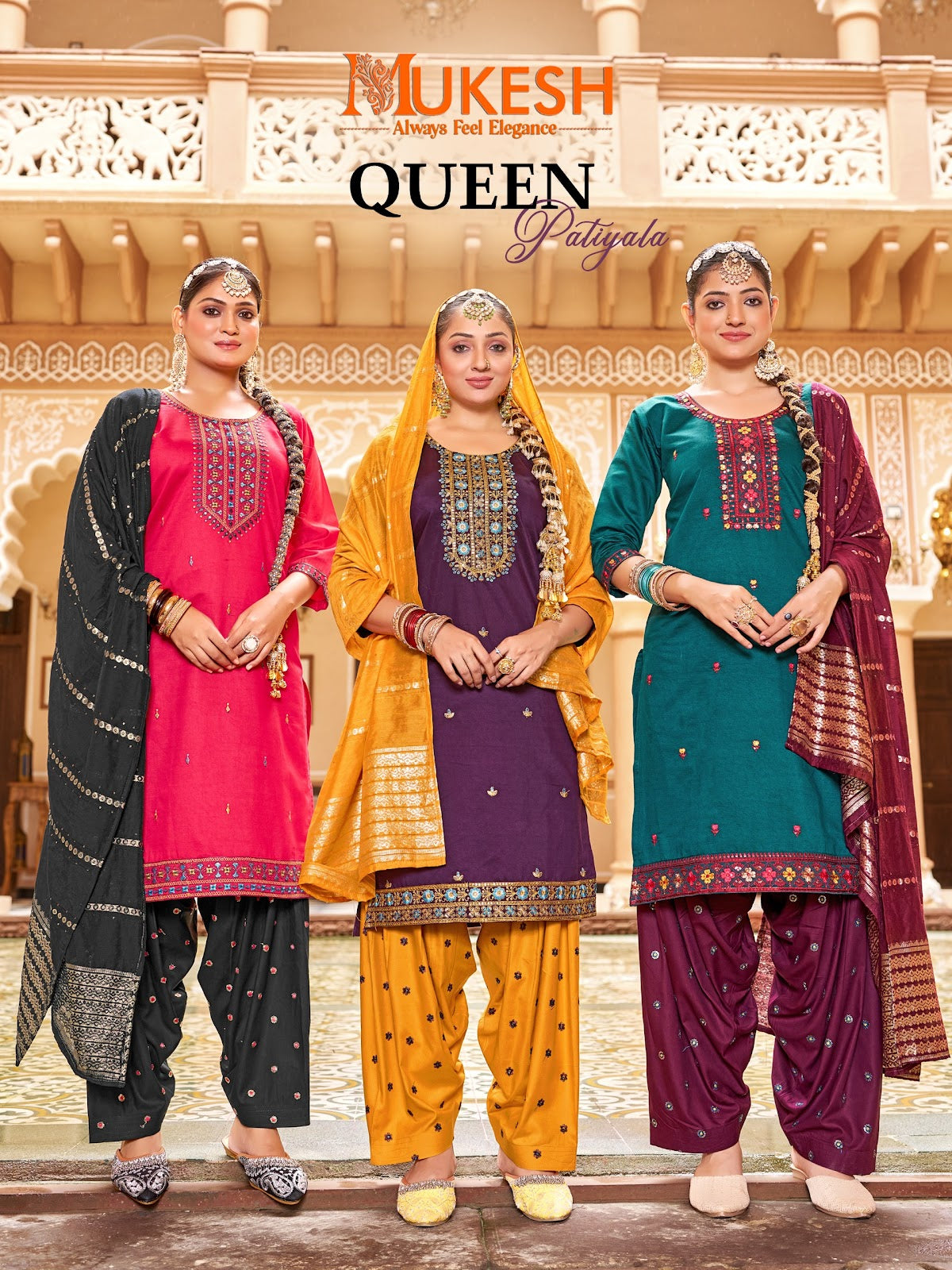 Queen Patiyala Mukesh Banwery Gadwal Silk Readymade Salwar Suits Supplier Ahmedabad