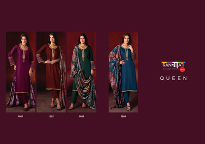 Queen Rangati Prints Pashmina Suits Exporter