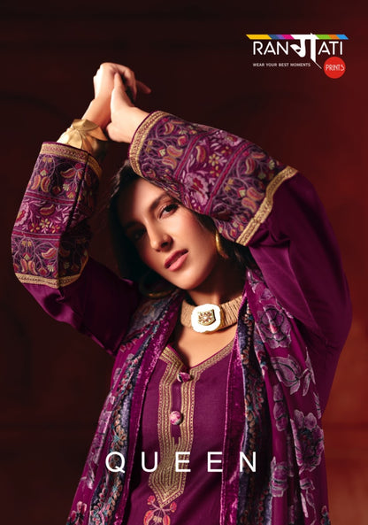 Queen Rangati Prints Pashmina Suits Exporter