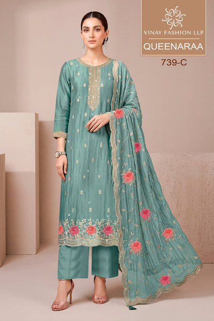Queenaraa Vinay Fashion Llp Gold Silk Pant Style Suits Manufacturer Gujarat
