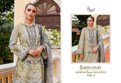 Queens Court Premium Lawn Collection Vol 3 Shree Fabs Cotton Pakistani Patch Work Suits Exporter Gujarat