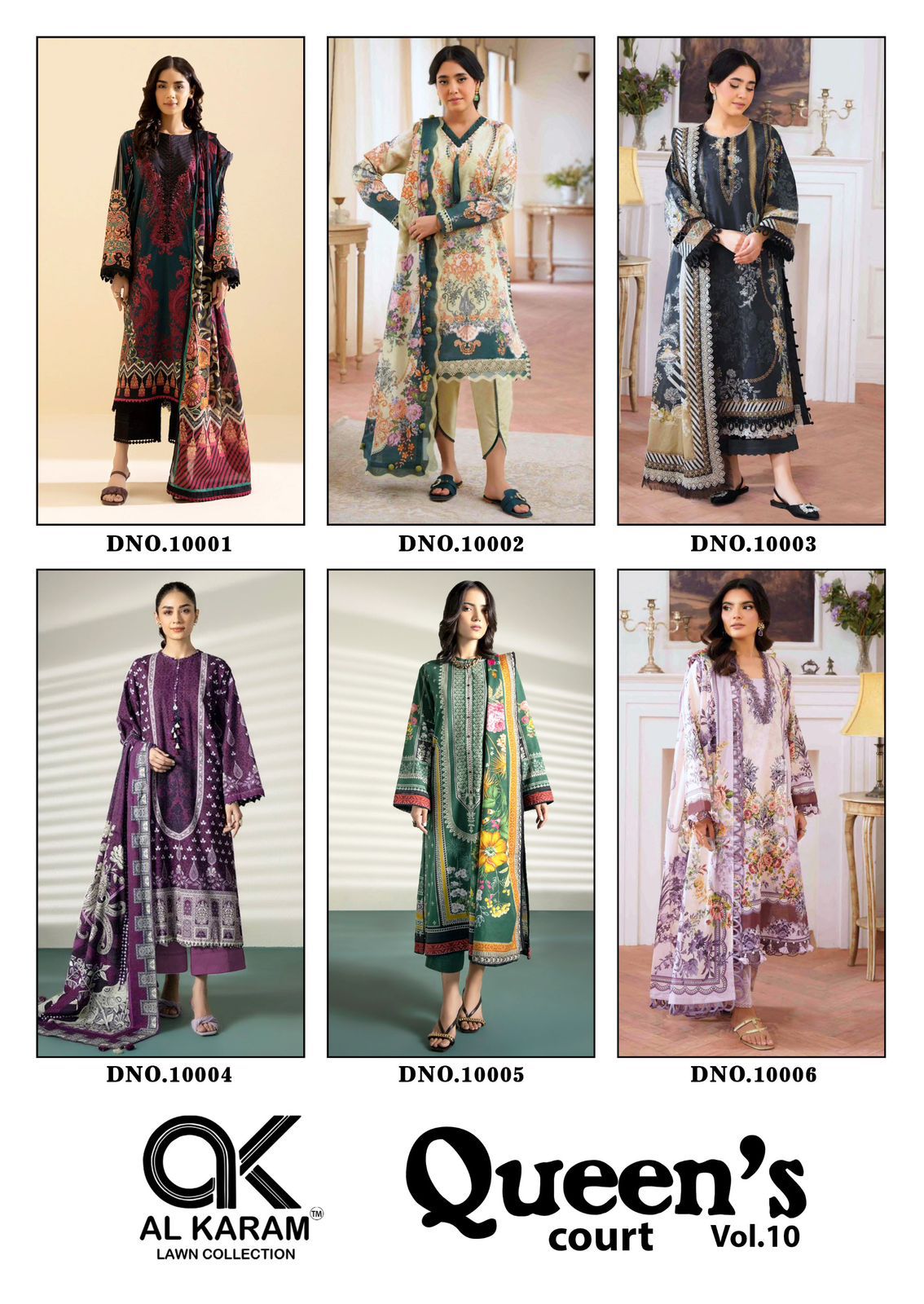 Queens Court Vol 10 Al Karam Cambric Karachi Salwar Suits Manufacturer Ahmedabad