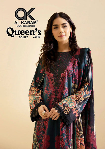 Queens Court Vol 10 Al Karam Cambric Karachi Salwar Suits Manufacturer Ahmedabad