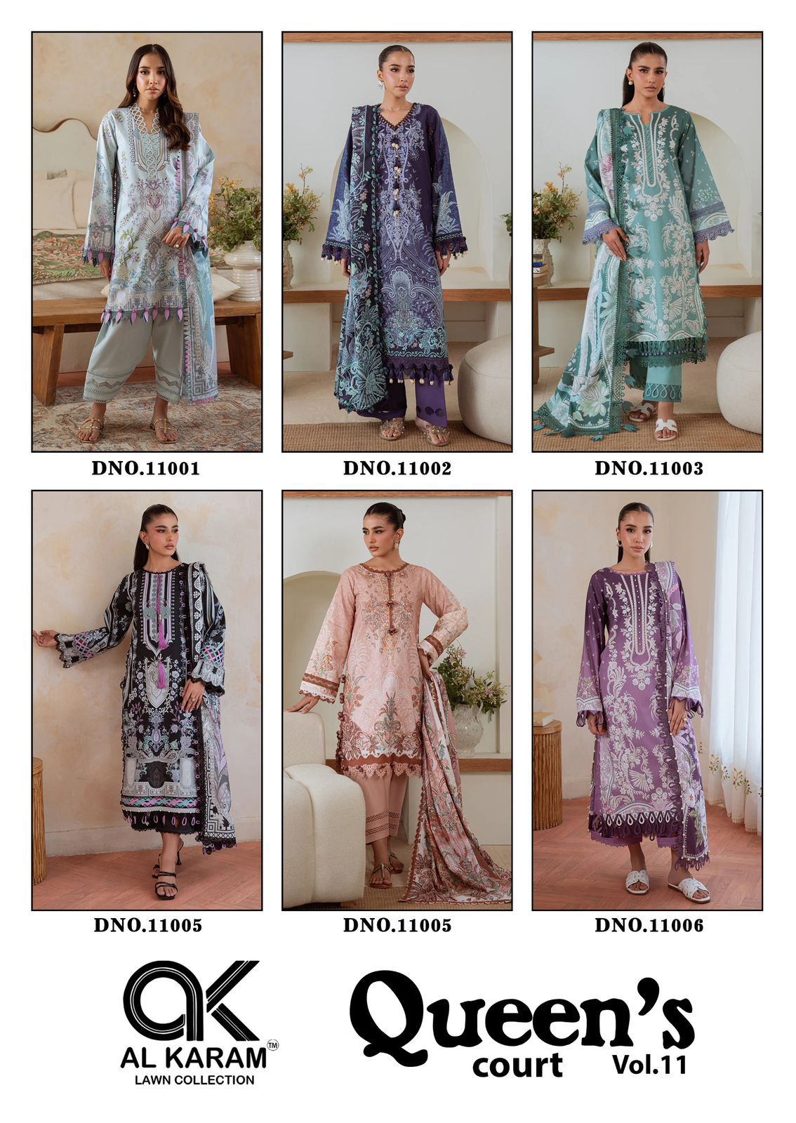Queens Court Vol 11 Al Karam Cambric Karachi Salwar Suits Exporter Ahmedabad