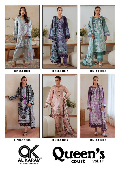 Queens Court Vol 11 Al Karam Cambric Karachi Salwar Suits Exporter Ahmedabad