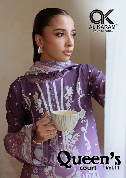 Queens Court Vol 11 Al Karam Cambric Karachi Salwar Suits Exporter Ahmedabad