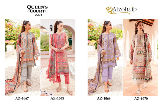 Queens Court Vol 3 Al Zohaib Cotton Pakistani Patch Work Suits Wholesale