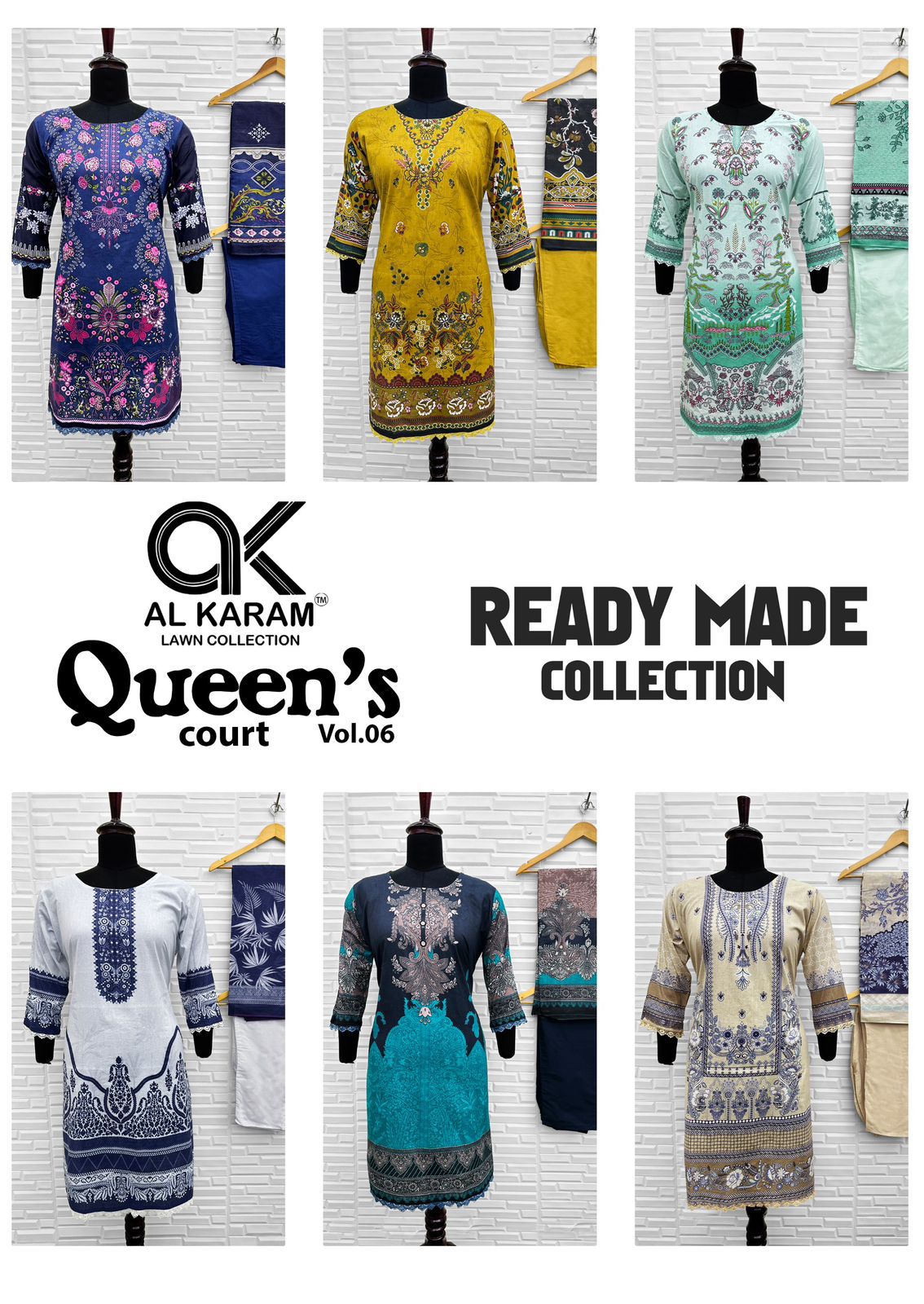 Queens Court Vol 6 Al Karam Lawn Karachi Readymade Suits Wholesaler Gujarat