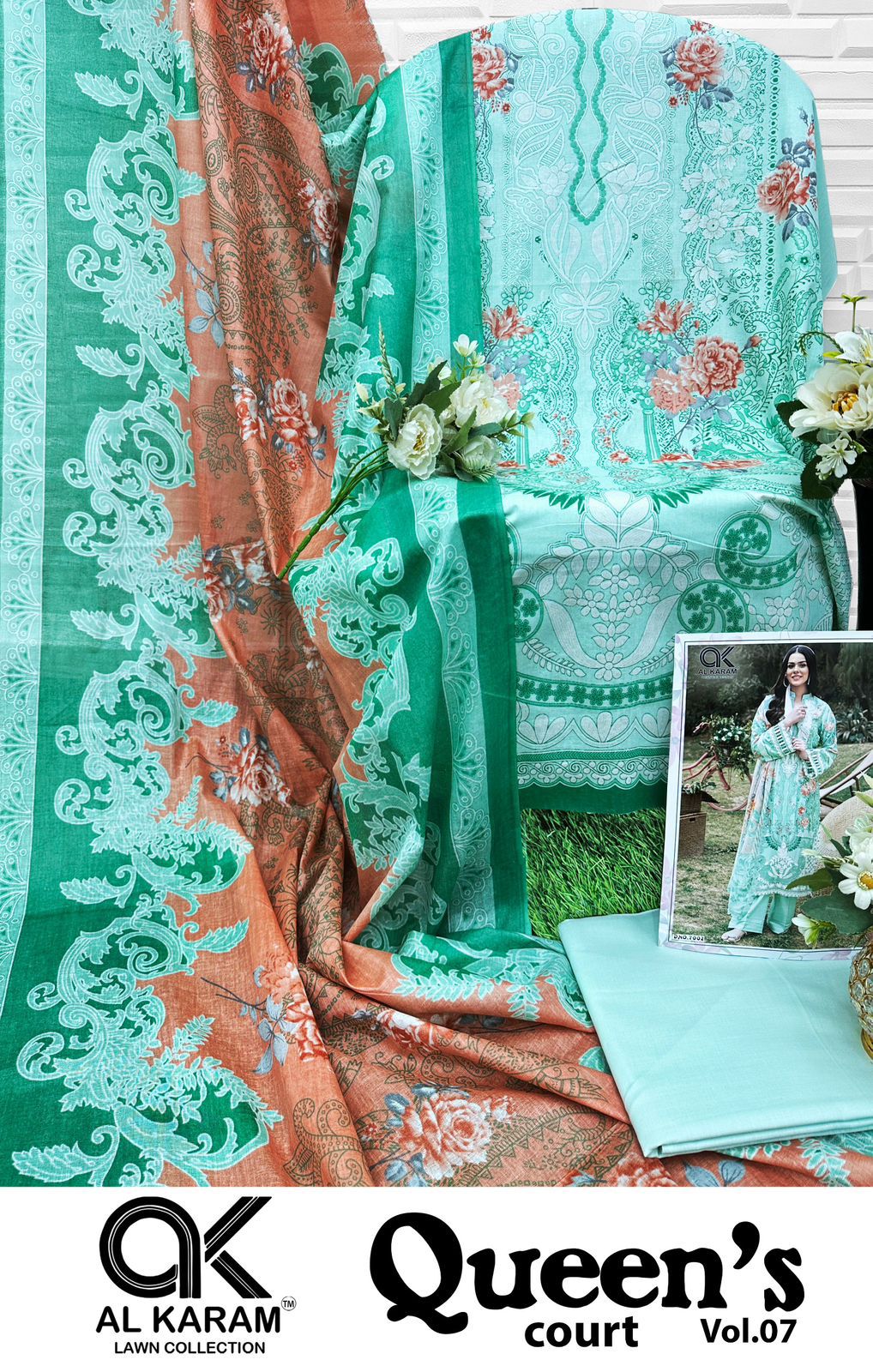 Queens Court Vol 7 Al Karam Cambric Karachi Salwar Suits Manufacturer Gujarat