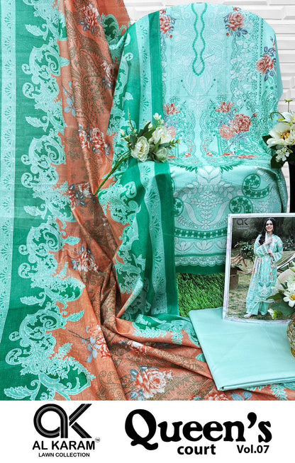 Queens Court Vol 7 Al Karam Cambric Karachi Salwar Suits Manufacturer Gujarat