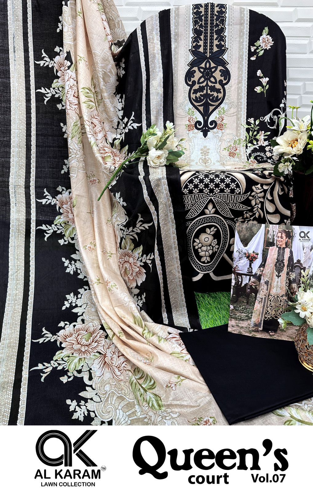 Queens Court Vol 7 Al Karam Cambric Karachi Salwar Suits Manufacturer Gujarat