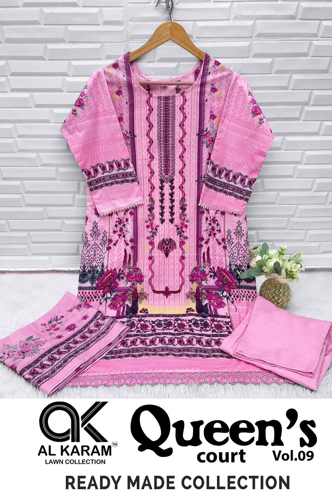 Queens Court Vol 9 Al Karam Cambric Karachi Readymade Suits Wholesale