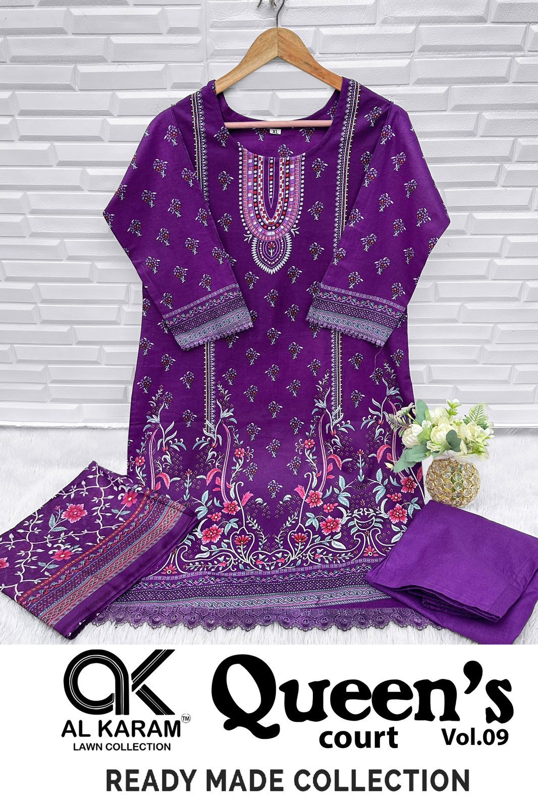 Queens Court Vol 9 Al Karam Cambric Karachi Readymade Suits Wholesale
