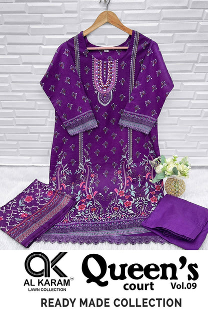 Queens Court Vol 9 Al Karam Cambric Karachi Readymade Suits Wholesale
