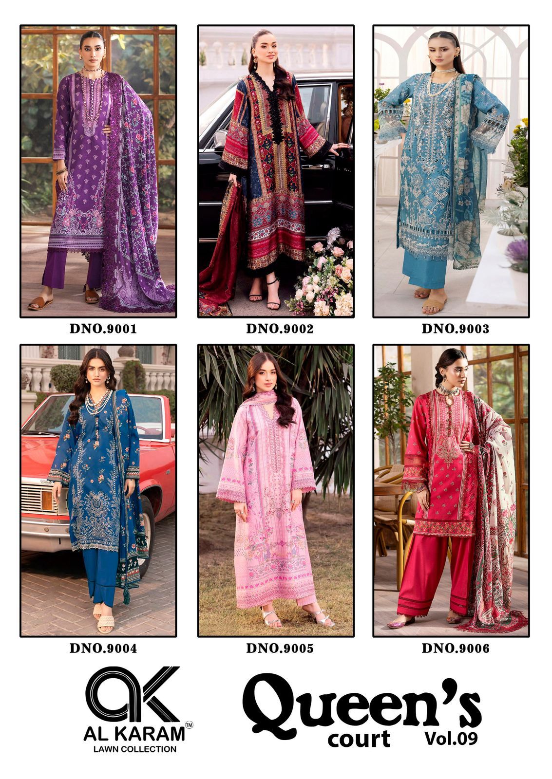 Queens Court Vol 9 Al Karam Cambric Karachi Salwar Suits Manufacturer Gujarat