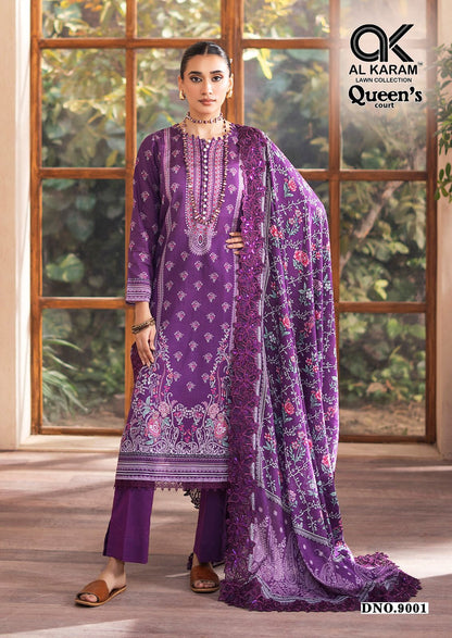 Queens Court Vol 9 Al Karam Cambric Karachi Salwar Suits Manufacturer Gujarat