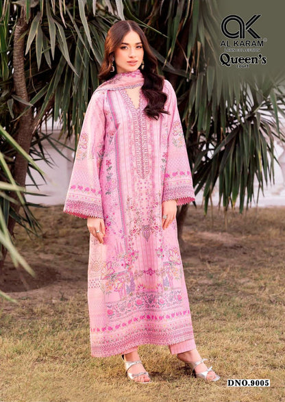 Queens Court Vol 9 Al Karam Cambric Karachi Salwar Suits Manufacturer Gujarat