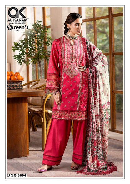 Queens Court Vol 9 Al Karam Cambric Karachi Salwar Suits Manufacturer Gujarat