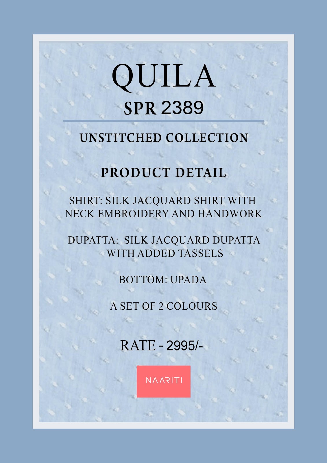Quila Naariti Silk Jacquard Pant Style Suits Wholesaler