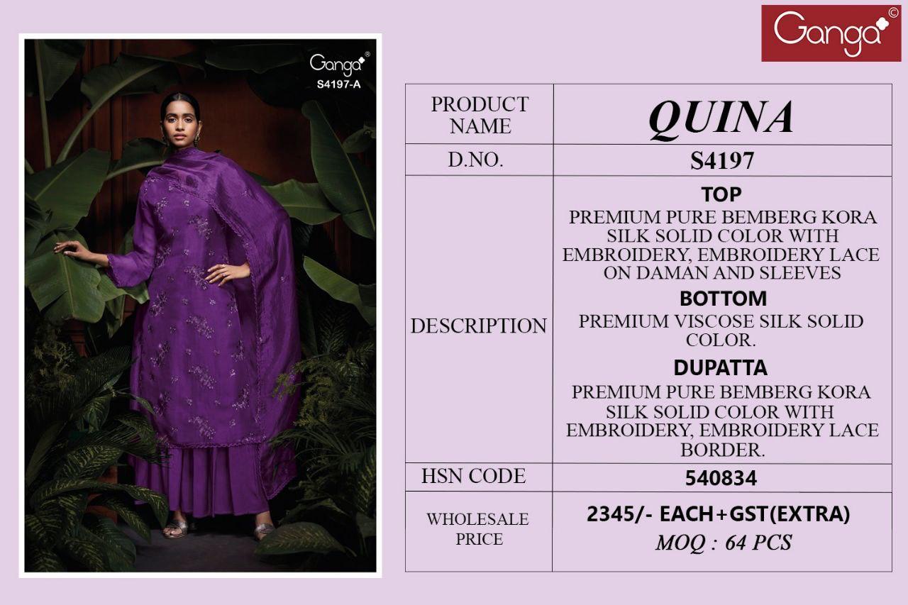 Quina 4197 Ganga Designer Salwar Suits Manufacturer