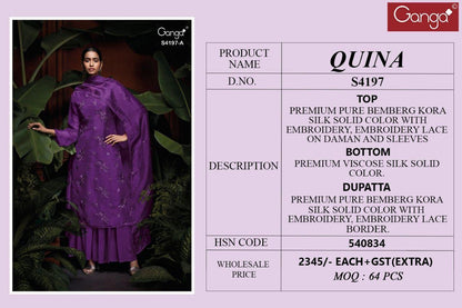 Quina 4197 Ganga Designer Salwar Suits Manufacturer