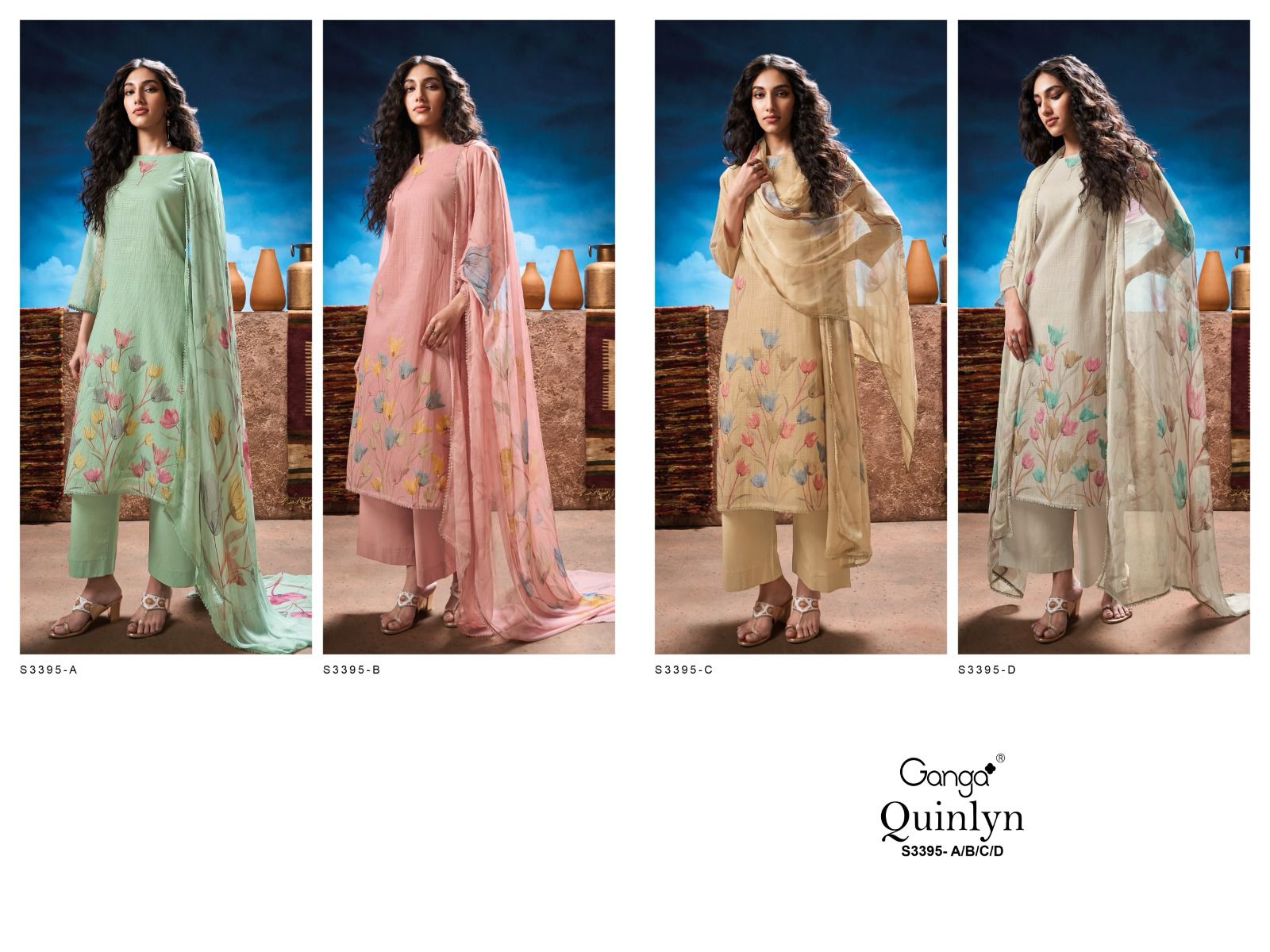 Quinlyn 3395 Ganga Pure Viscose Pant Style Suits Wholesaler Gujarat