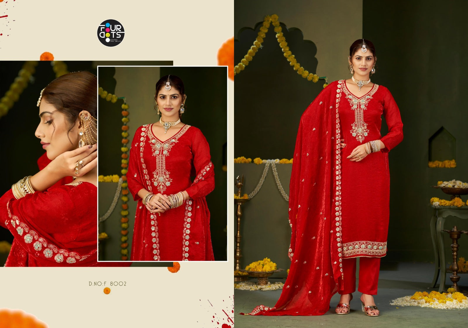 Quinn Four Dots Jacquard Pant Style Suits Wholesaler Gujarat