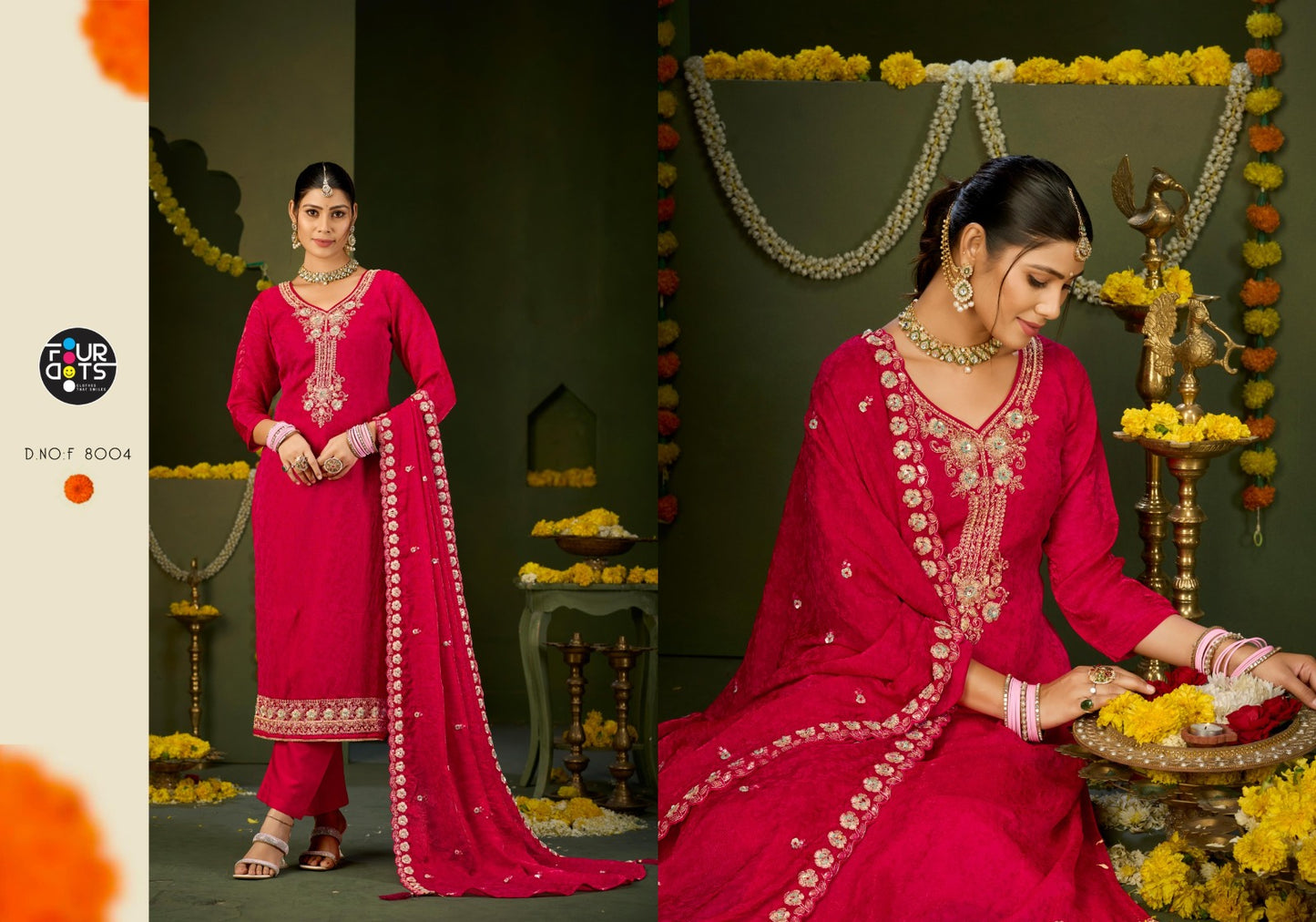 Quinn Four Dots Jacquard Pant Style Suits Wholesaler Gujarat