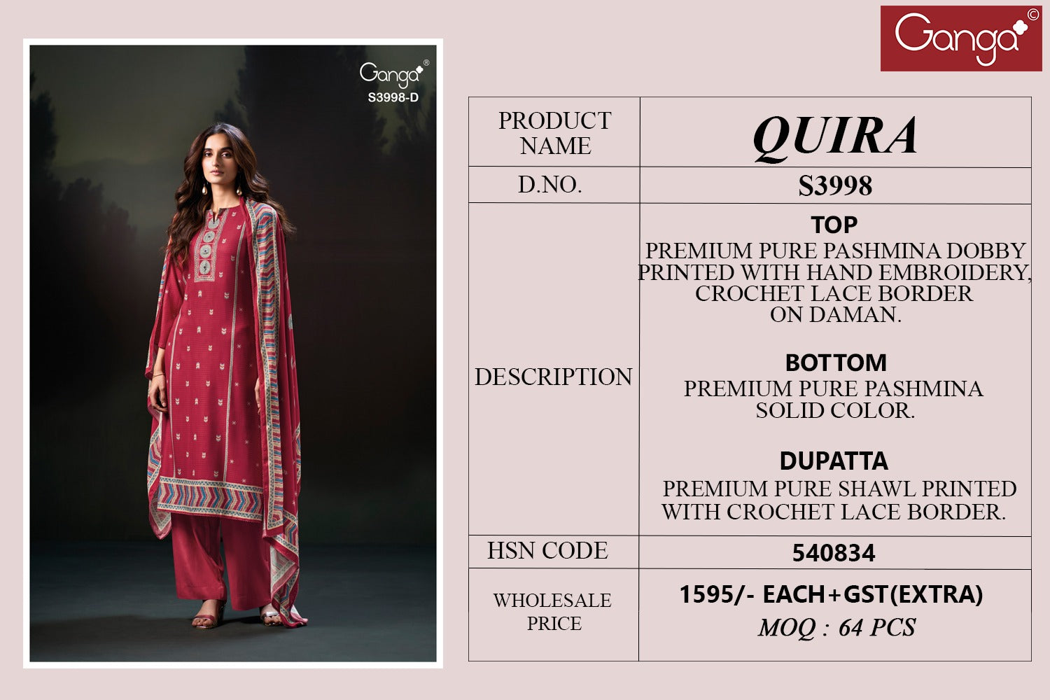 Quira Ganga Pashmina Suits Manufacturer