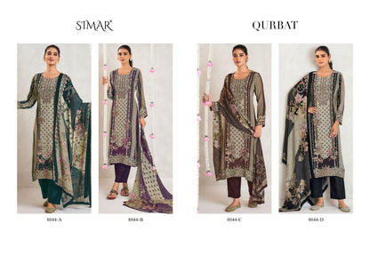 Qurbat 8044 Simar Natural Crape Pant Style Suits Wholesale