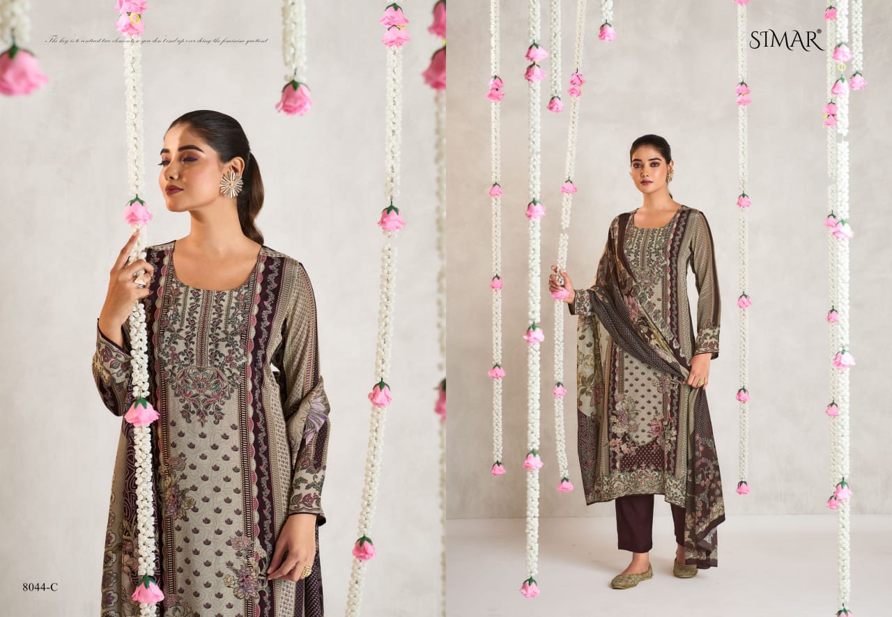 Qurbat 8044 Simar Natural Crape Pant Style Suits Wholesale