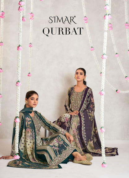 Qurbat 8044 Simar Natural Crape Pant Style Suits Wholesale