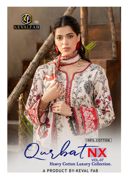 Qurbat Nx Vol 7 Heavy Cotton Luxury Collection Keval Fab Karachi Salwar Suits Supplier Gujarat